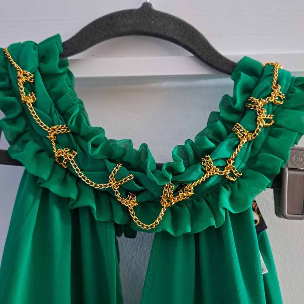 MEGHAN LA Green Silk Halter Dress - Picture 4 of 9